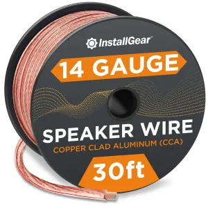 14 Gauge Wire Awg Speaker Wire (30ft - Clear)  Speaker Cable For Car Speakers