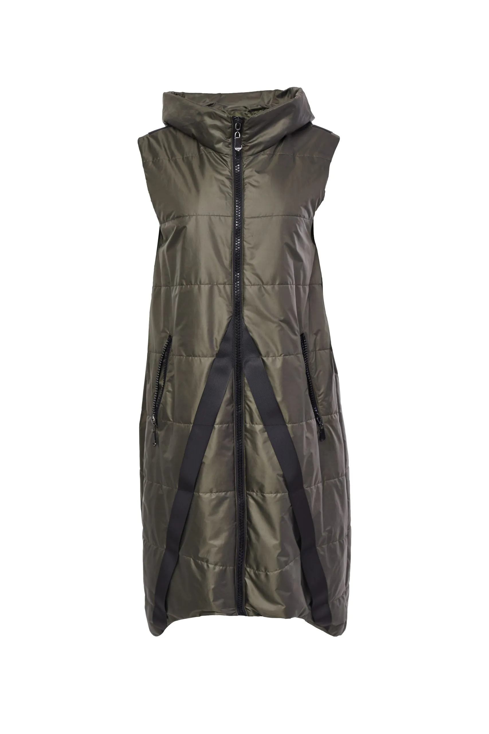 199- Naya Long Quilted Gilet- Khaki