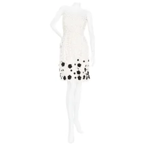 2011 White and Black 3D Floral Appliqué Fit and Flare Dress