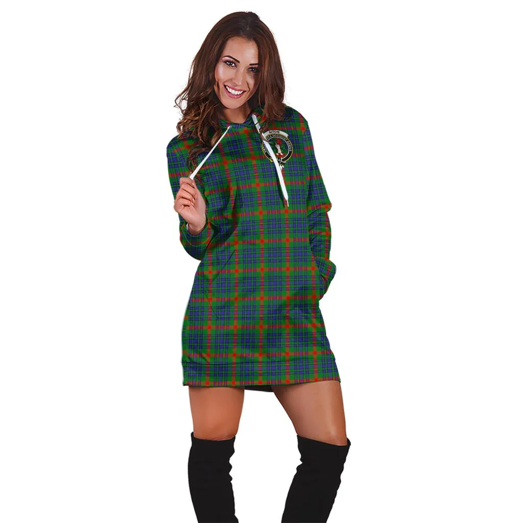 Aiton Tartan Hoodie Dress with Family Crest