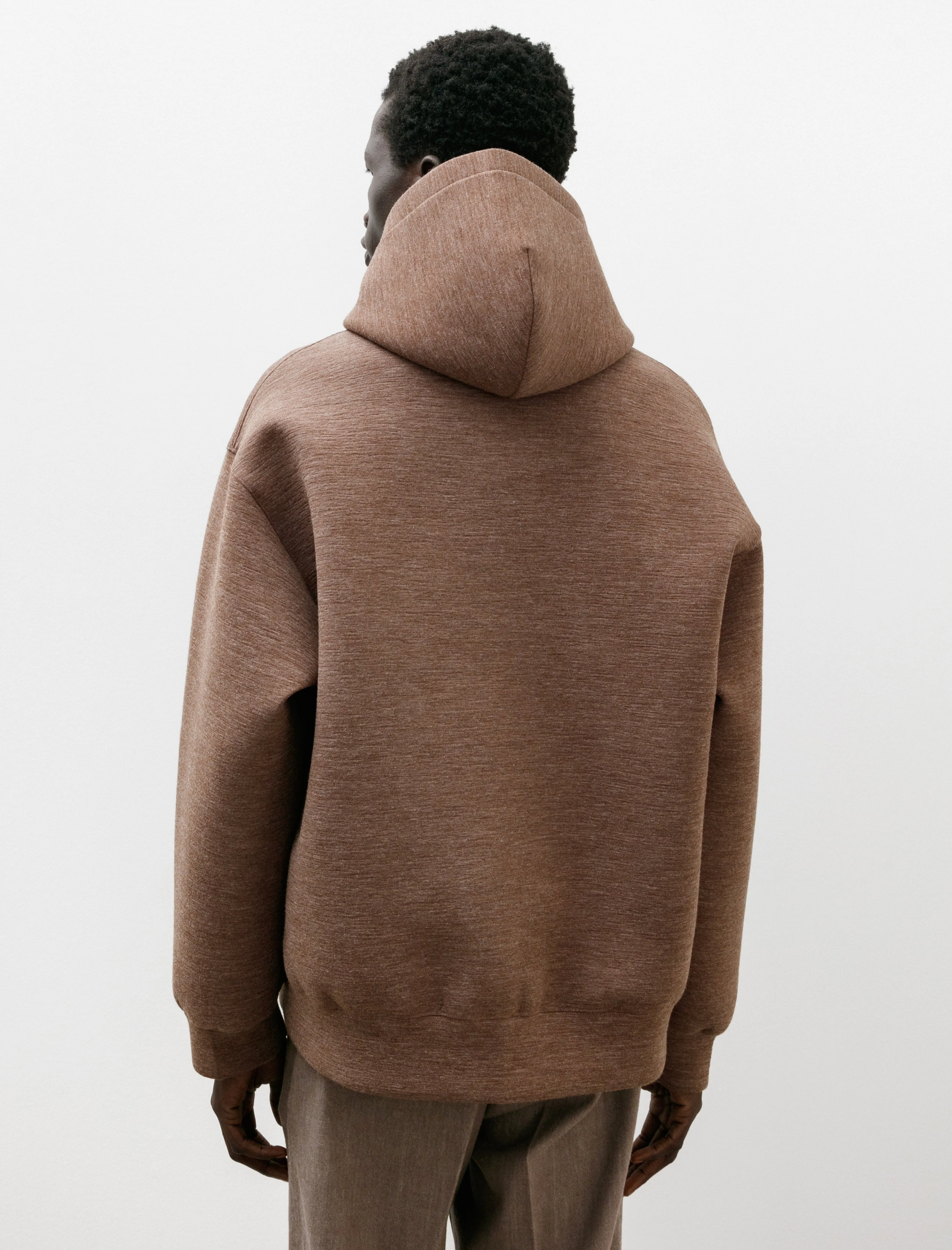 Alpaca Knit Double Zip Hoodie Beige