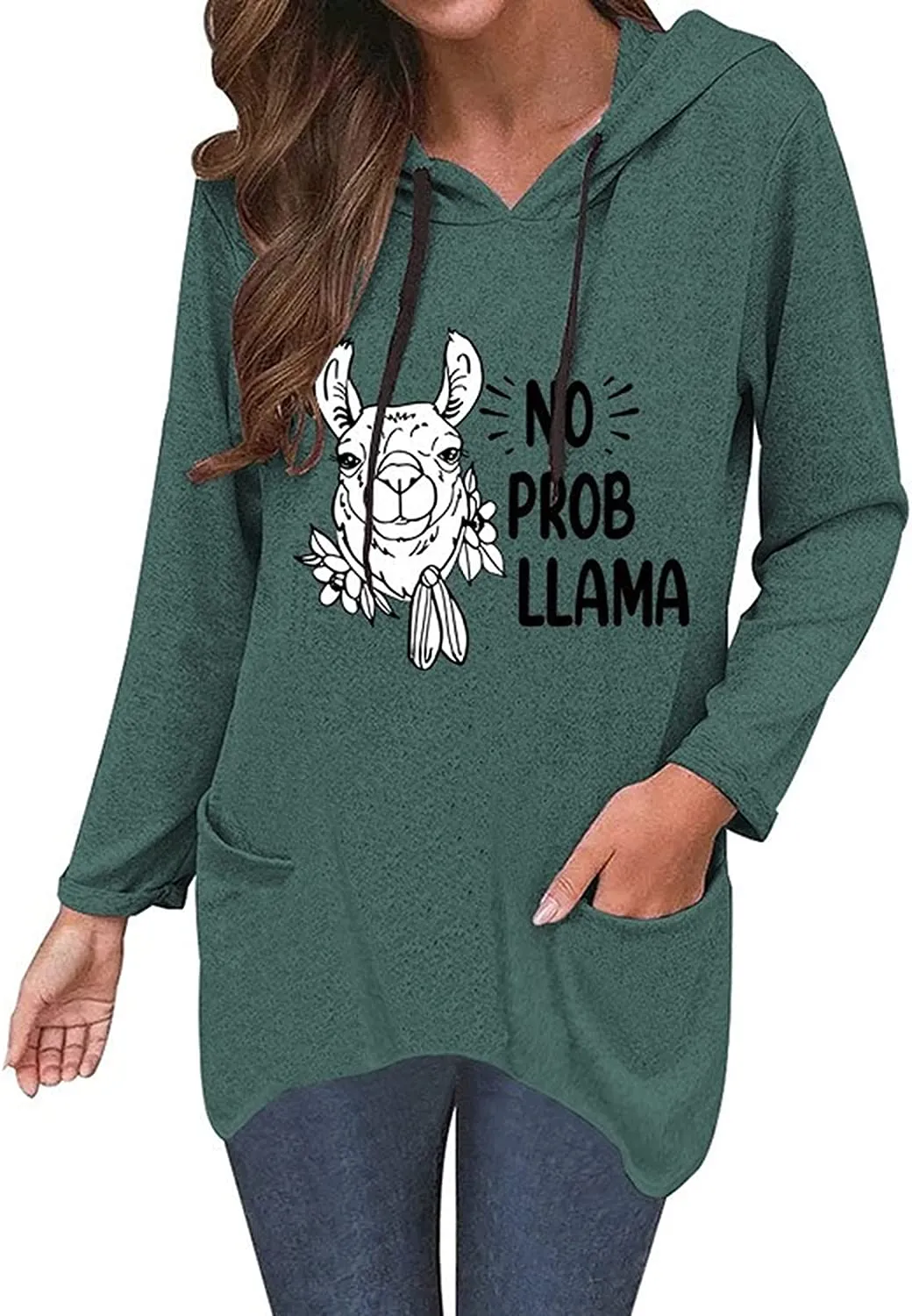 Alpaca Lover Hoodie Women No Prob Llama Shirt Cute Llama Tops