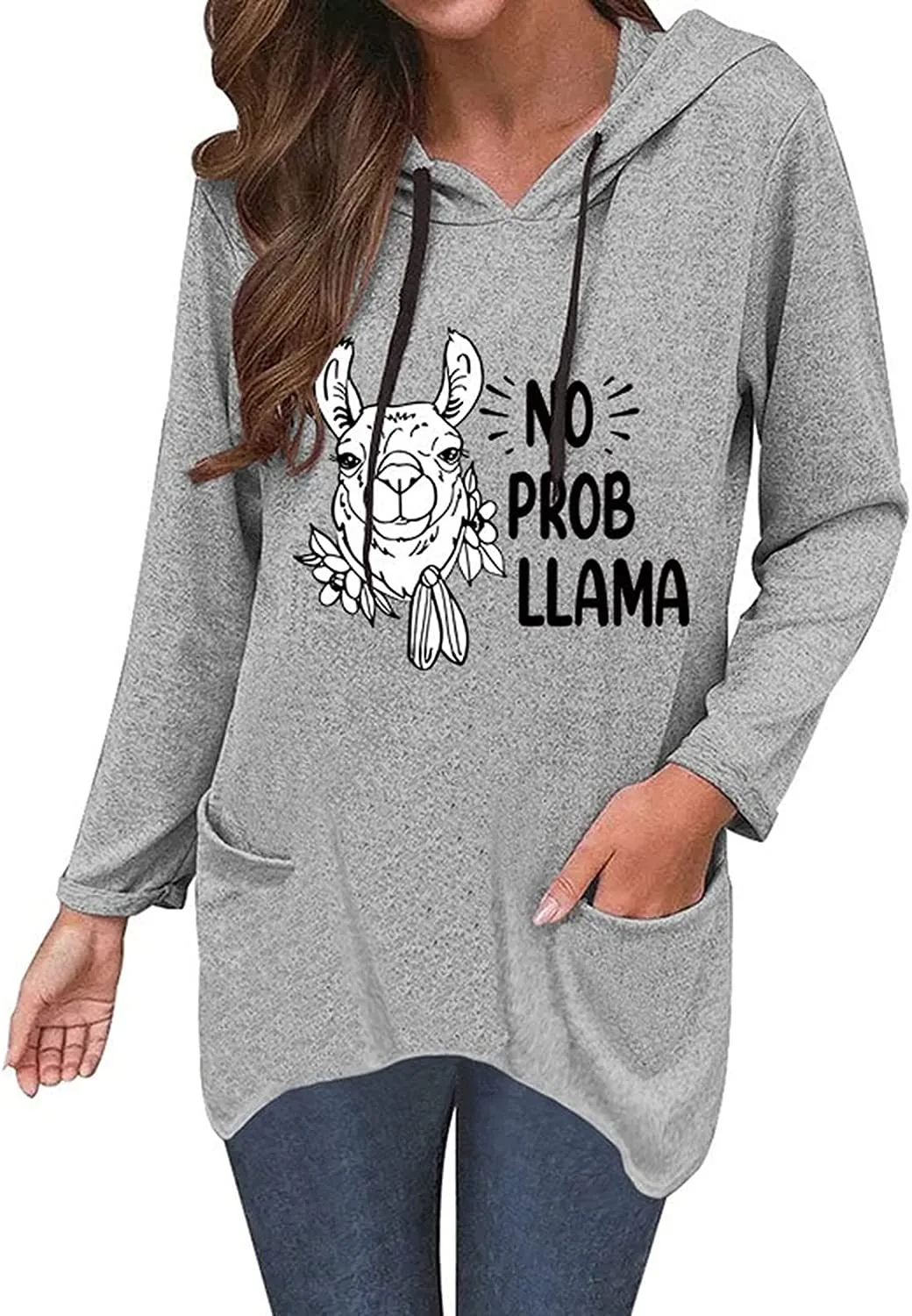 Alpaca Lover Hoodie Women No Prob Llama Shirt Cute Llama Tops