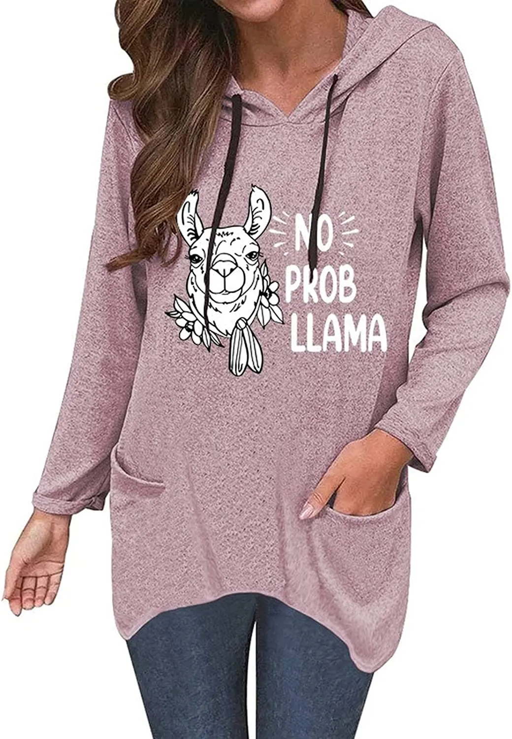 Alpaca Lover Hoodie Women No Prob Llama Shirt Cute Llama Tops