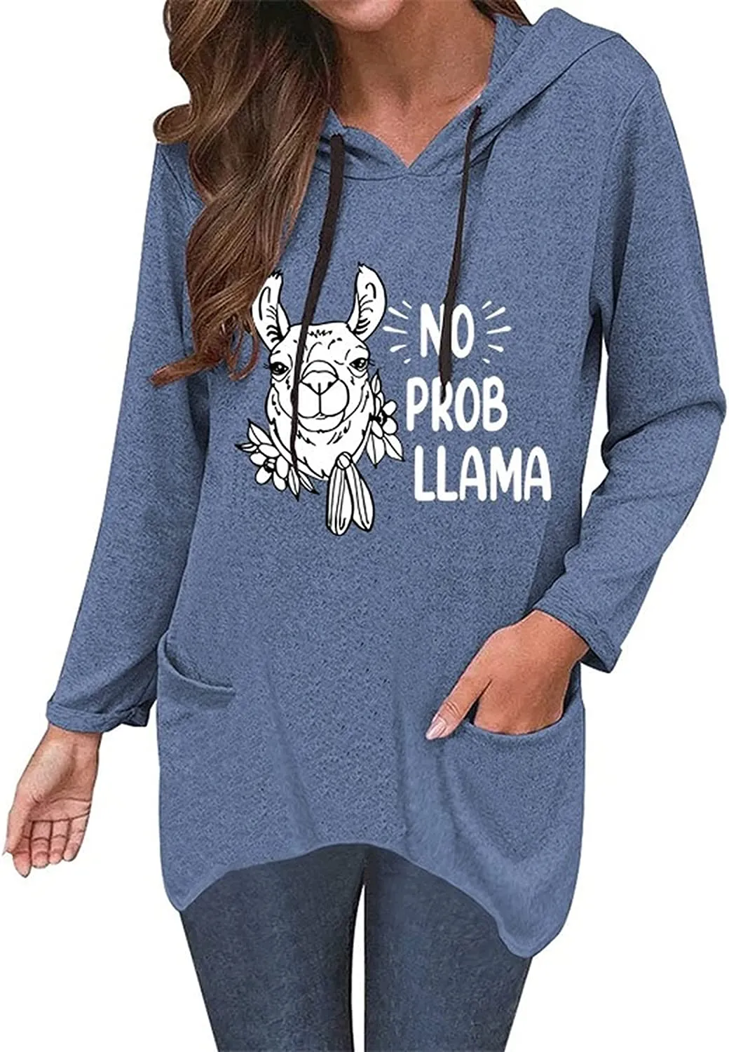 Alpaca Lover Hoodie Women No Prob Llama Shirt Cute Llama Tops