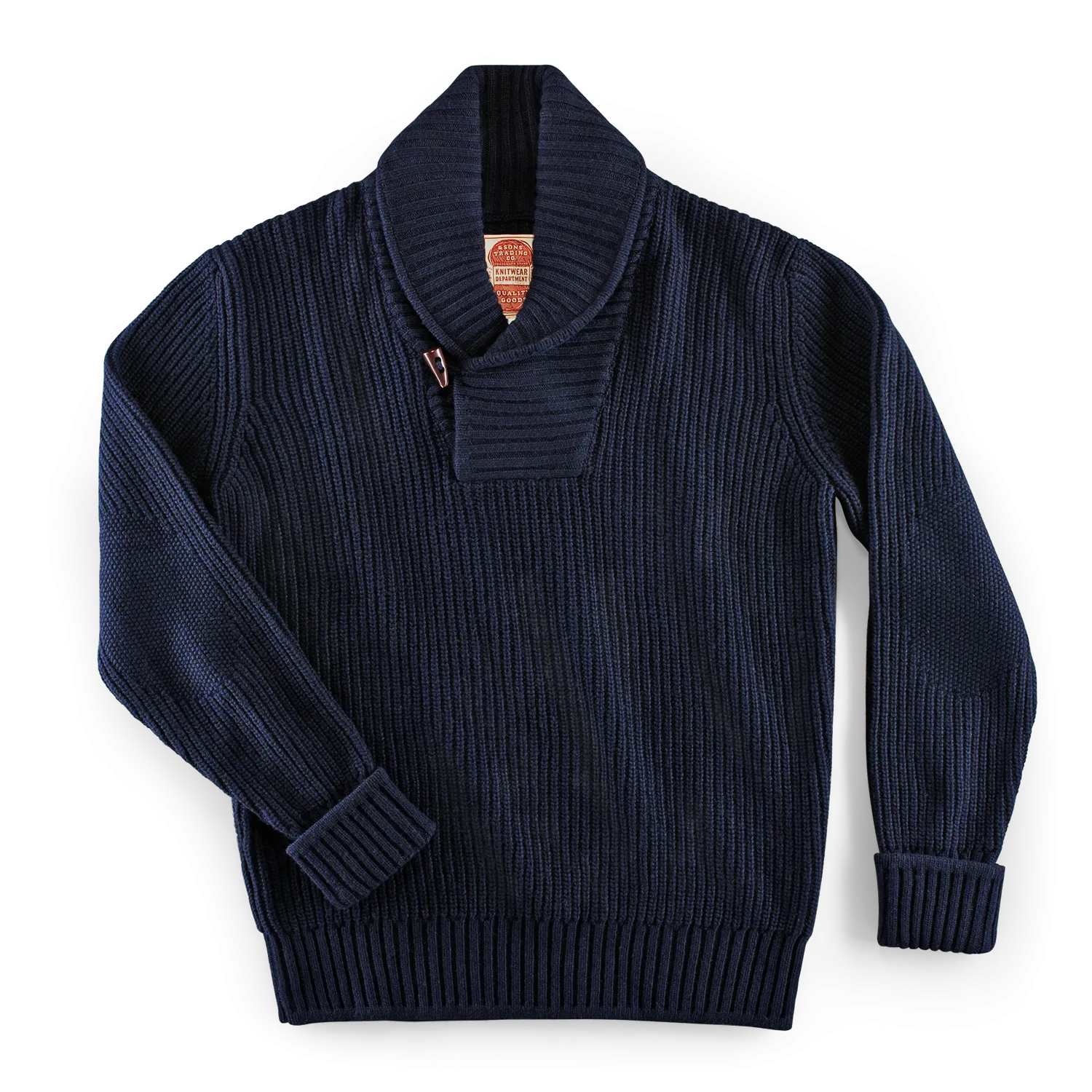 &SONS Port Shawl Collar Jumper Navy