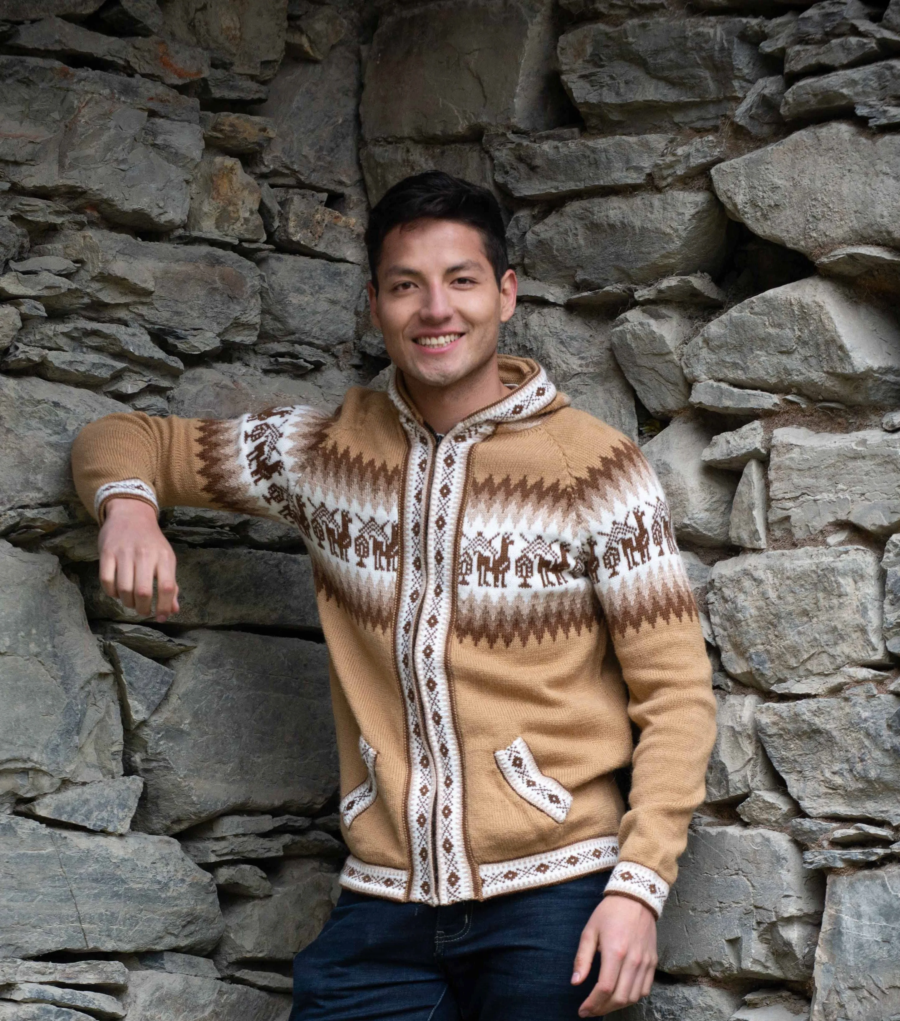 Andean Alpaca Full Zip Hoodie for Men