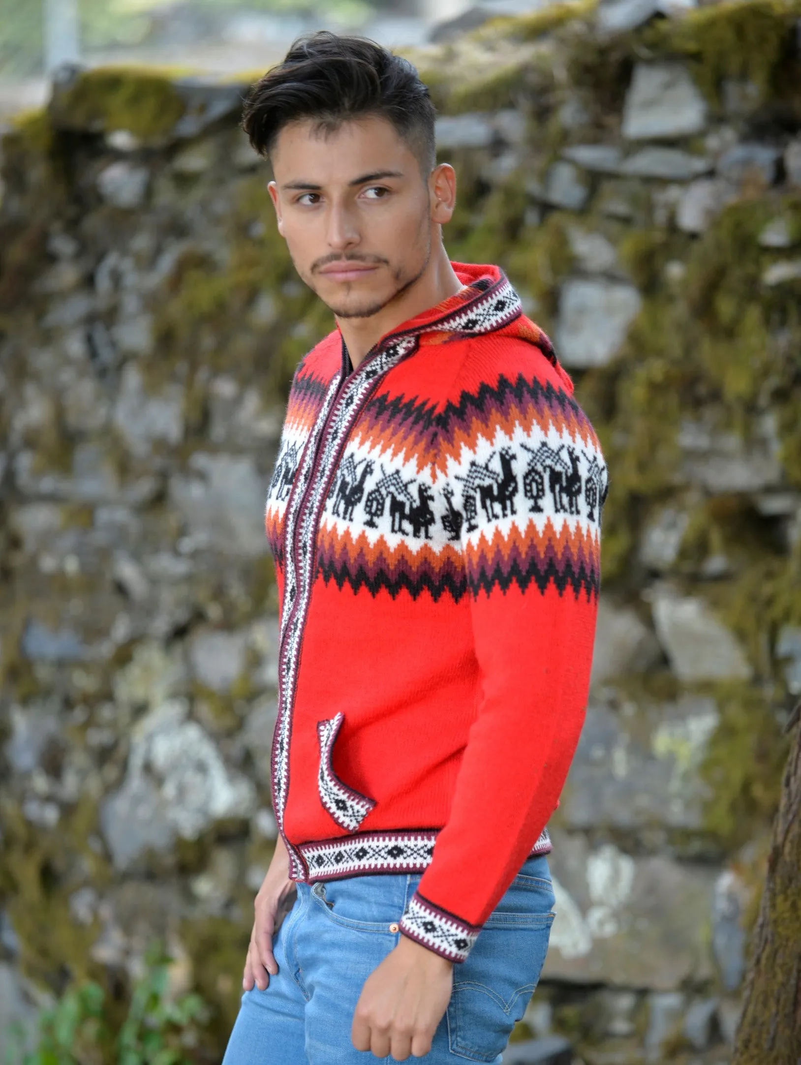 Andean Alpaca Full Zip Hoodie for Men