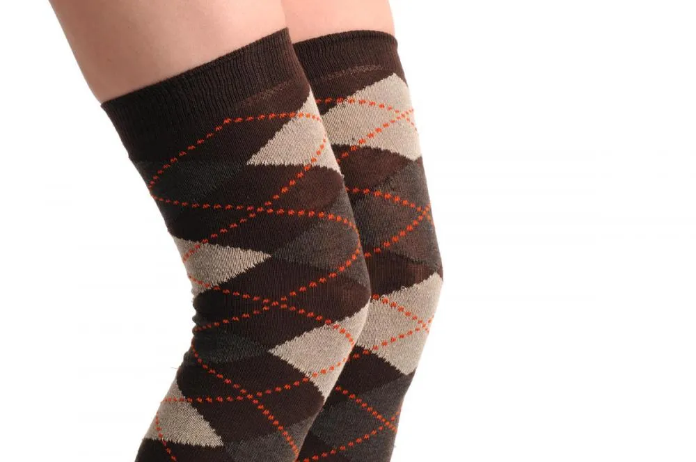 Argyle Grey Brown Dark Grey