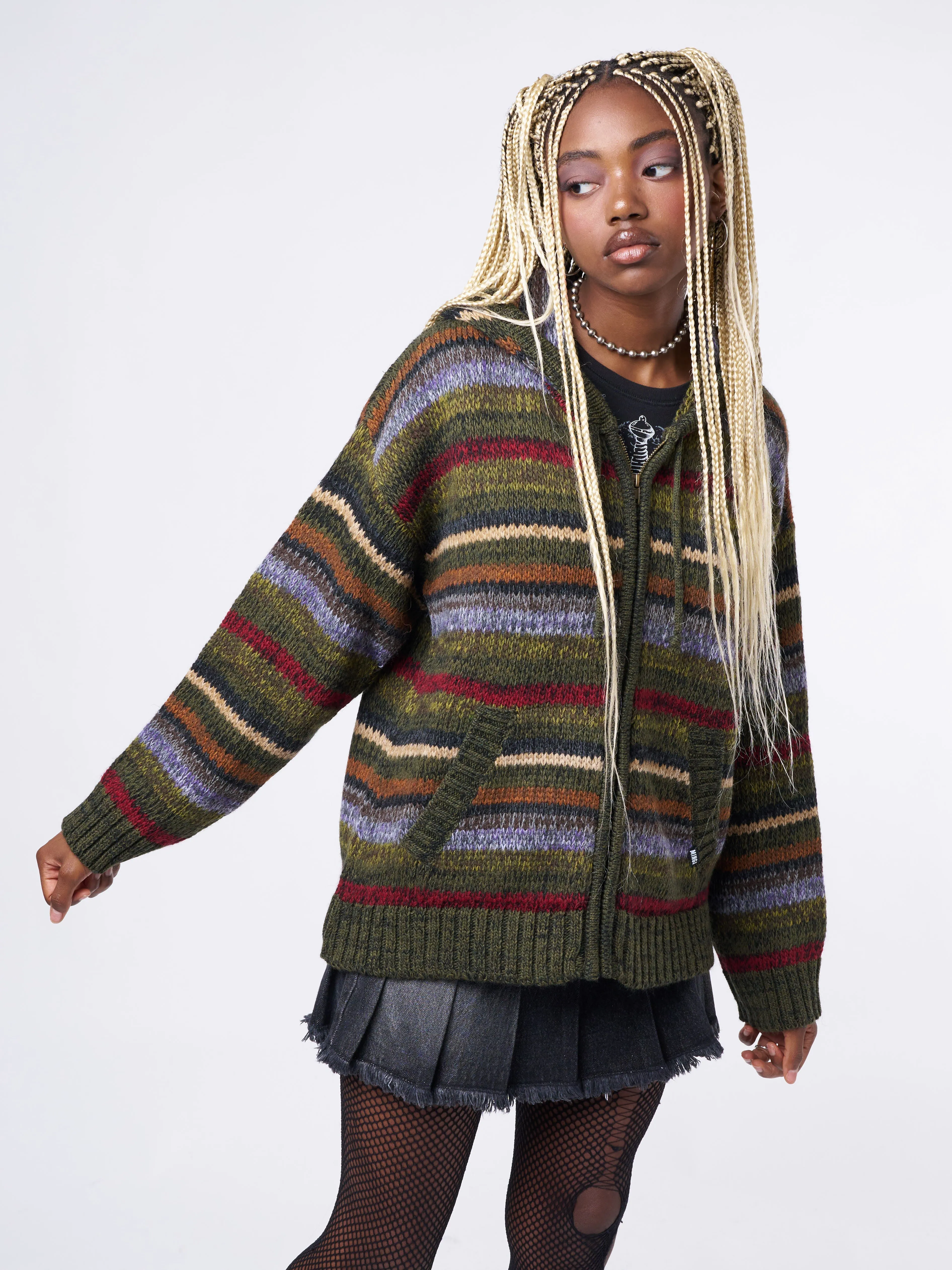 Aya Oversized Knitted Zip-Up Hoodie