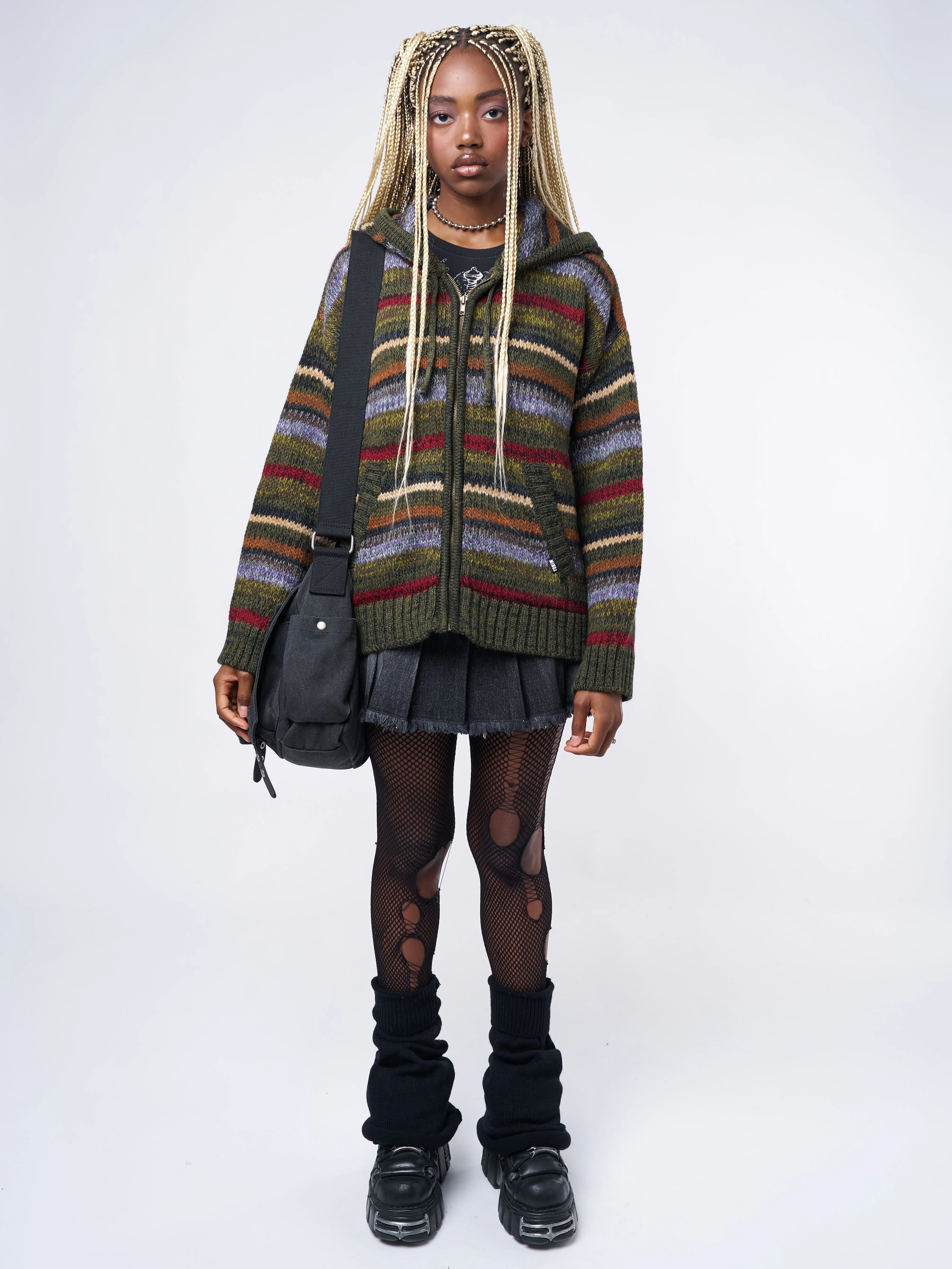 Aya Oversized Knitted Zip-Up Hoodie