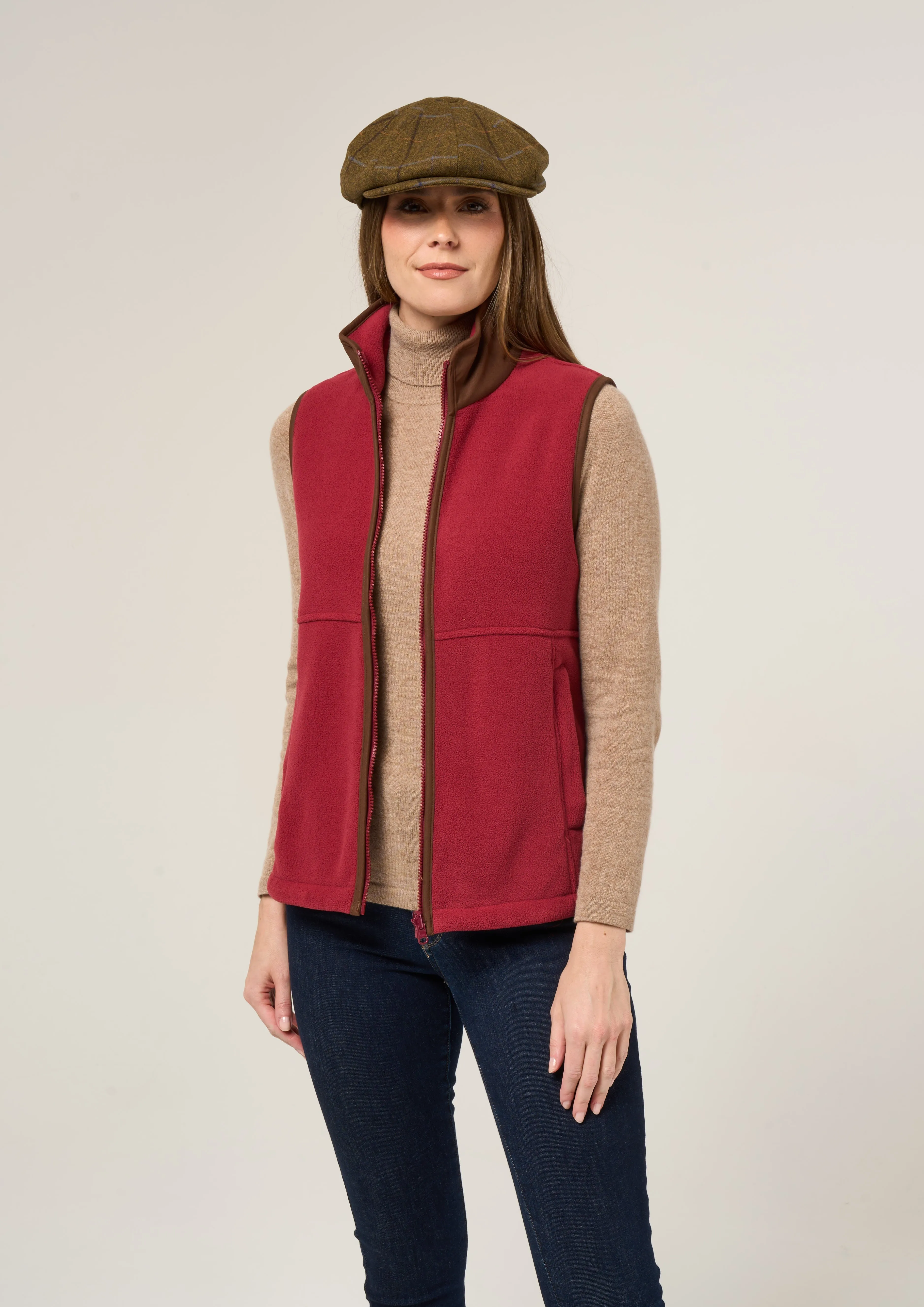 Aylsham Ladies Fleece Gilet In Cranberry - Regular Fit