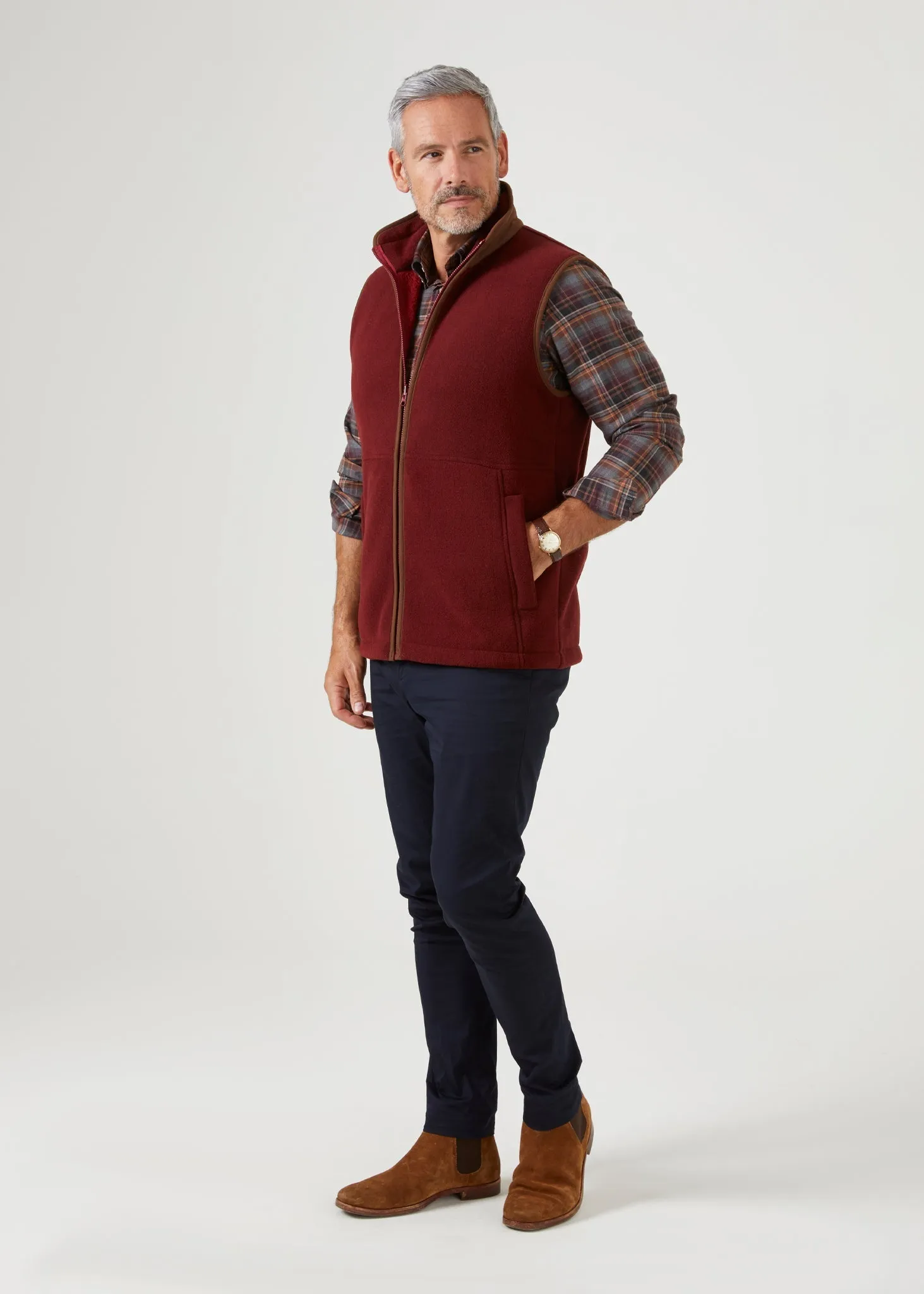 Aylsham Men's Fleece Gilet In Bloodstone - Regular Fit