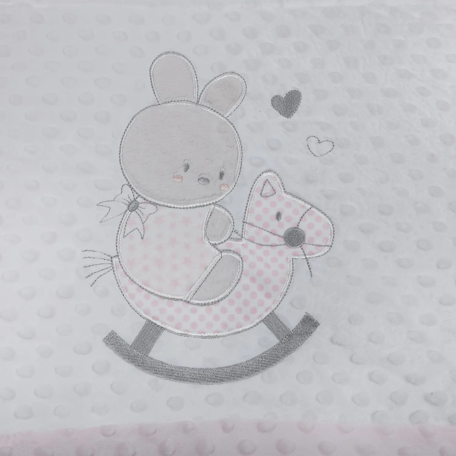 Baby Moo Bear In Pram Snuggly Bubble Blanket - Pink