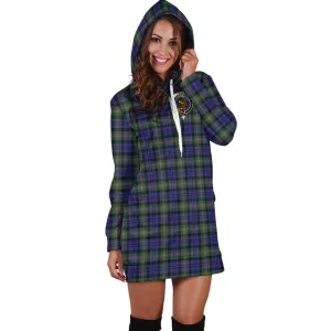 Baird Modern Tartan Hoodie Dress with Family Crest