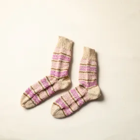 Beige - Kumaun Hand Knitted Woolen Socks (Adult) 68