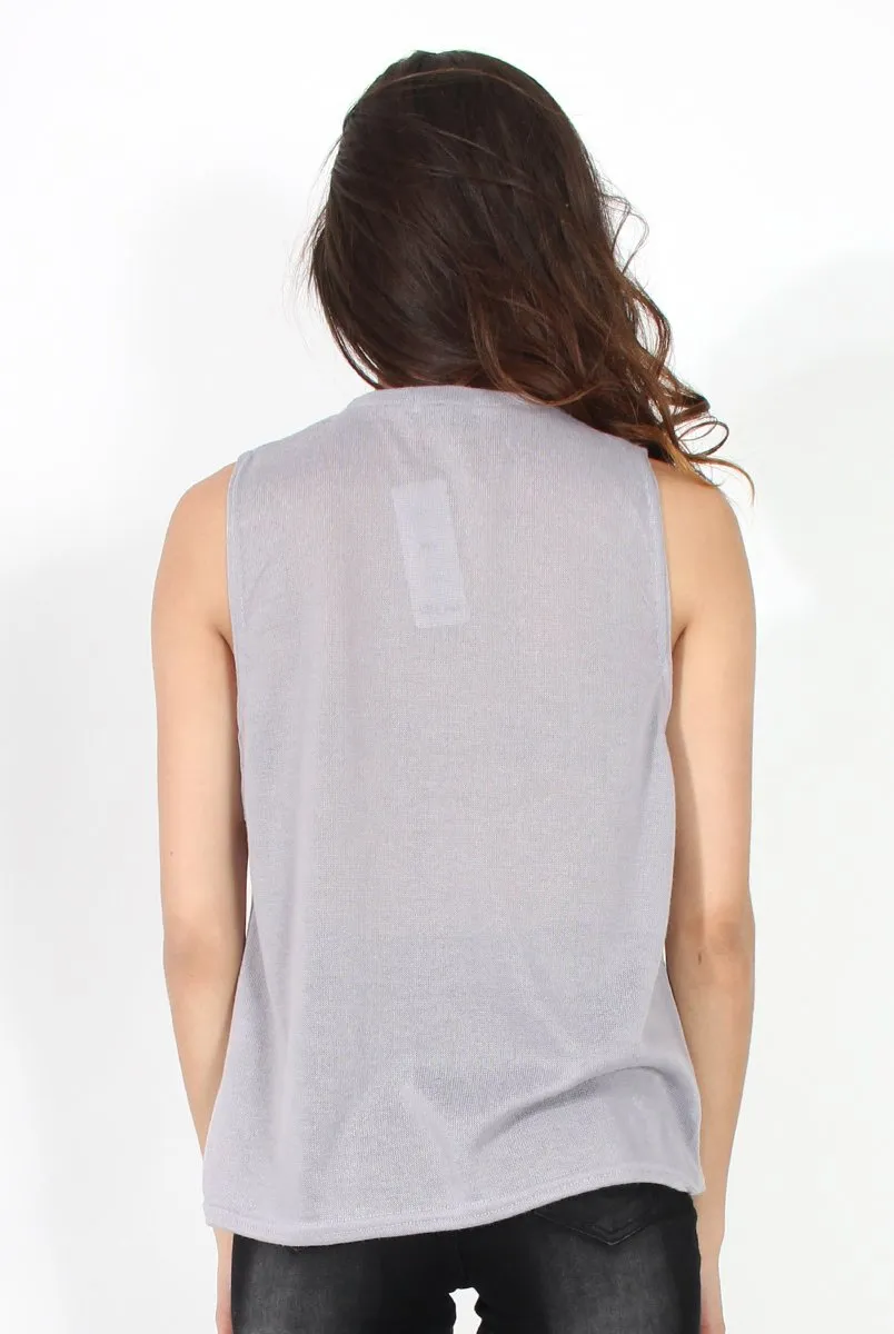 Beth Grey Side Panel High Neck Top