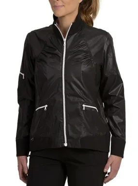 Black Shelby With White Zippers Bomber Jacket - FINAL SALE