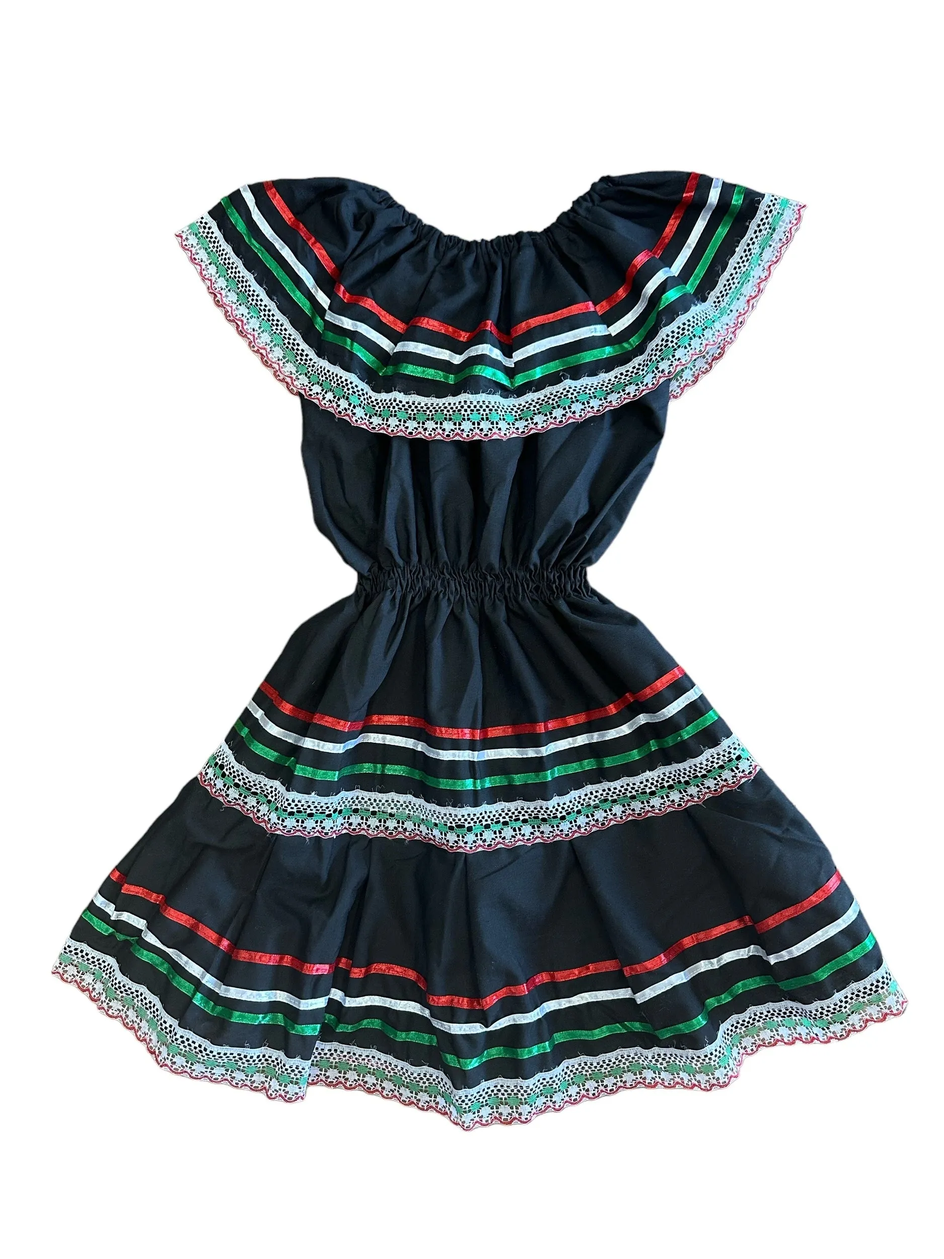 Black Tricolor Mexican Girls Dress