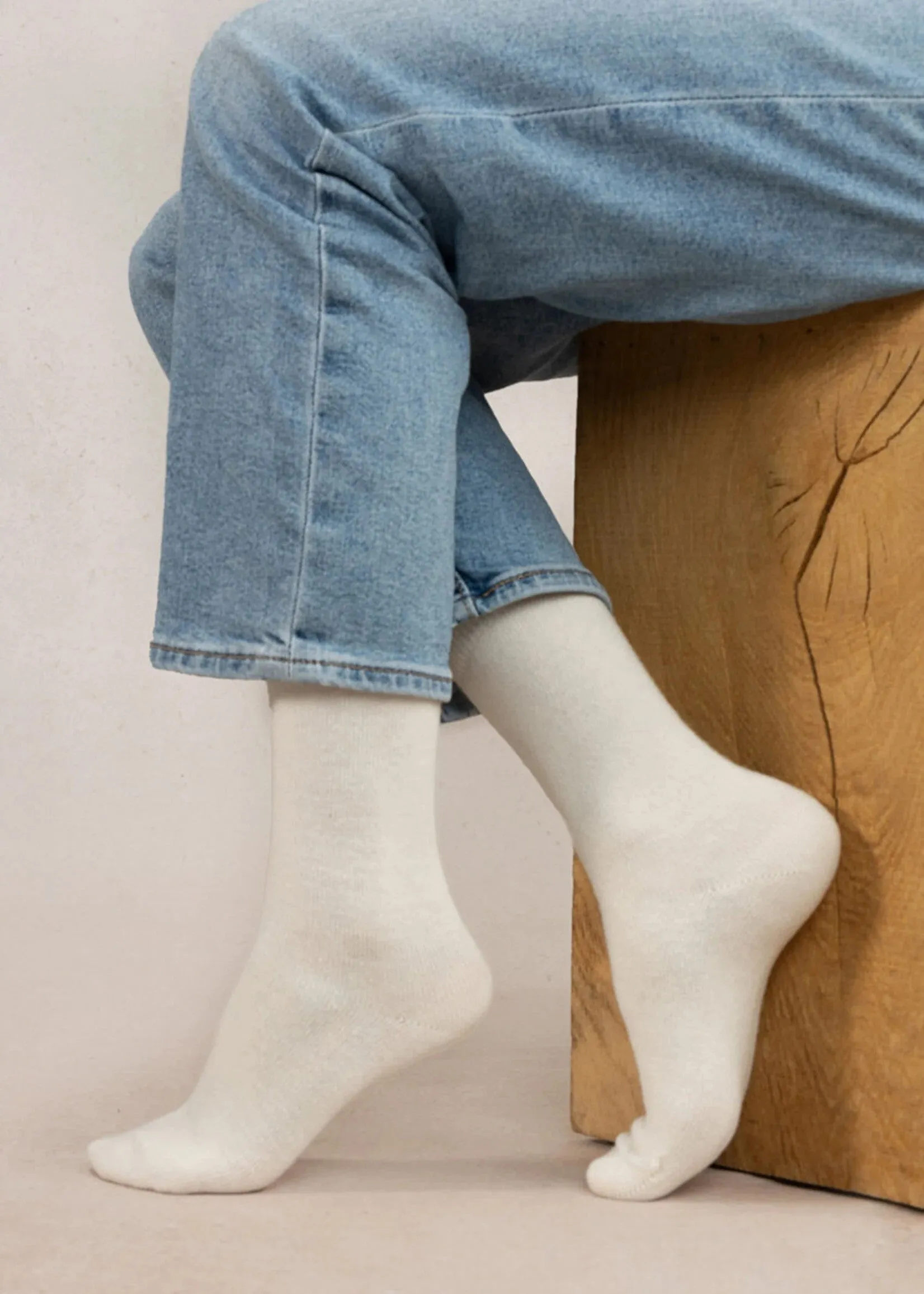 Bleuforet Cashmere Socks - White Off Solid - Size 39/41