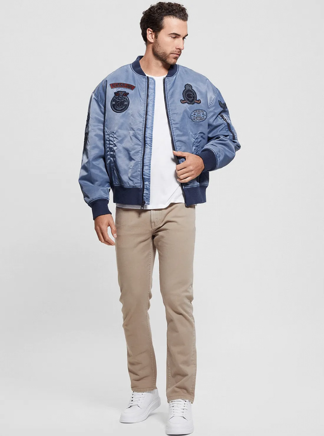 Blue Ace Twill Washed Bomber Jacket