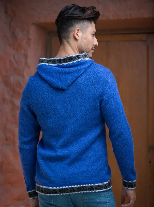 Blue Andean Alpaca Hoodie for Men