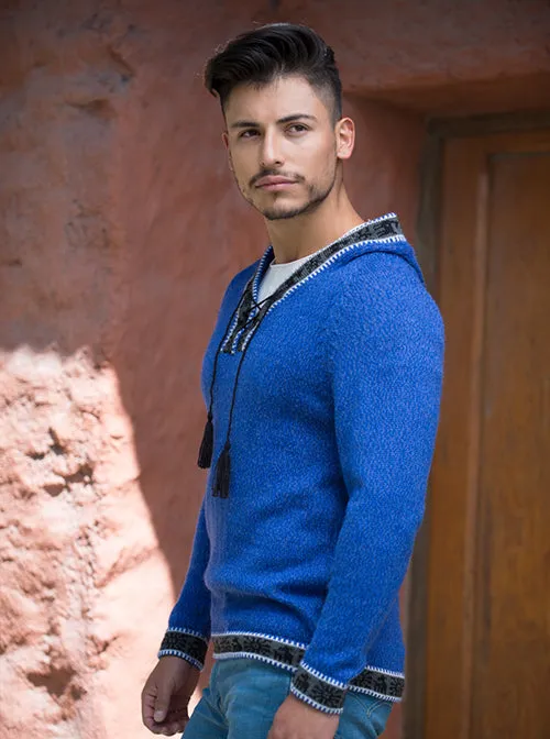 Blue Andean Alpaca Hoodie for Men