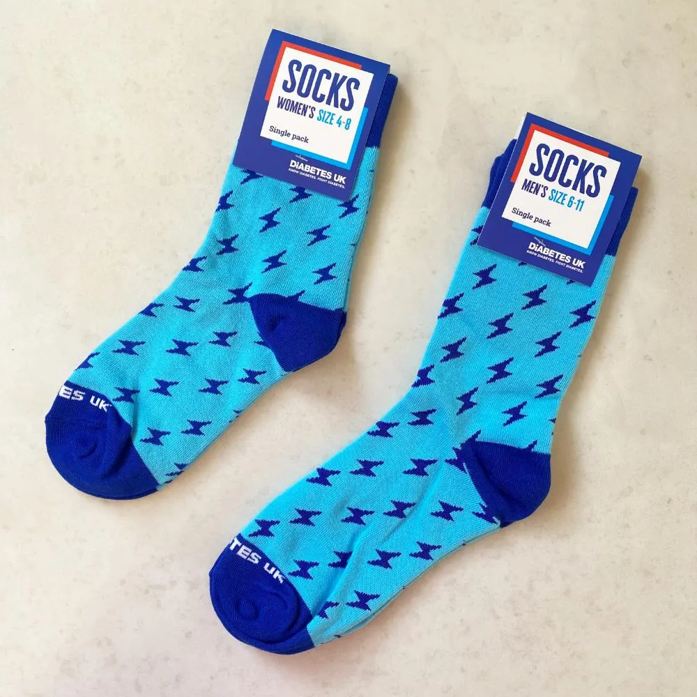 Blue Lightning Bolt Diabetes UK Socks (INT)