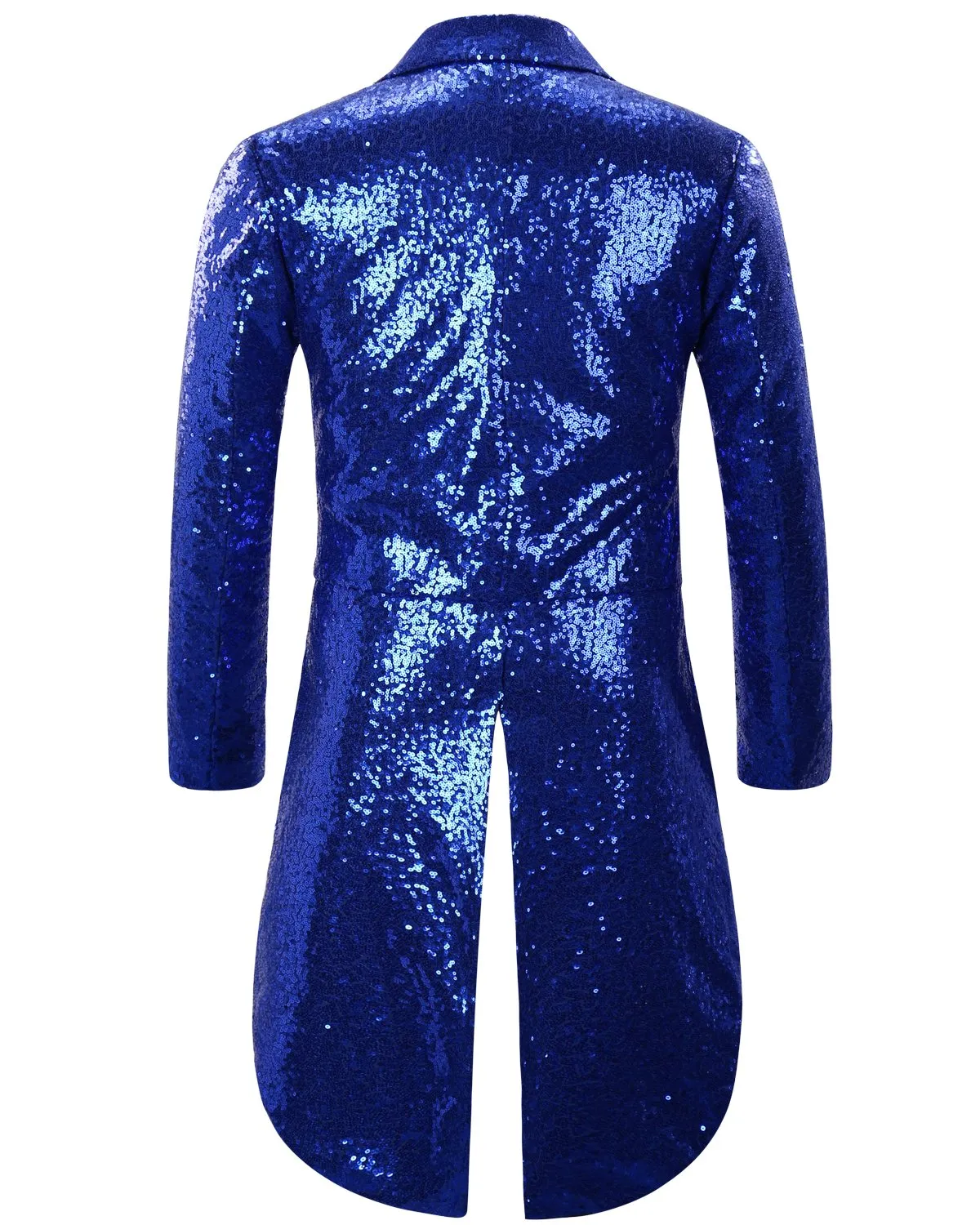 Blue Shiny Sequin Party Swallowtailed Coat