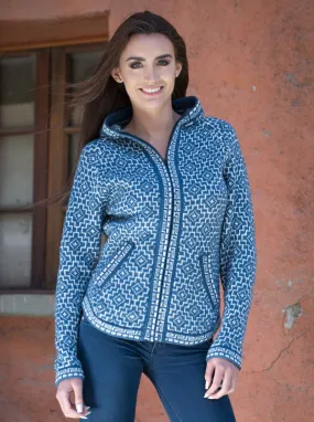 Blue Tones Alpaca Full Zip Hoodie for Women