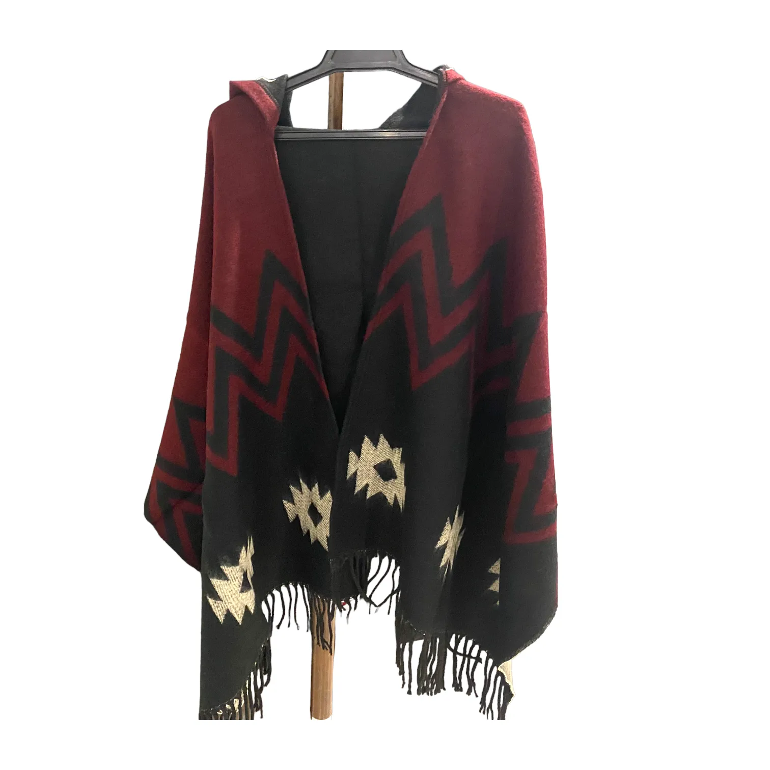 Bohemian Blanket Poncho Hoodie Cape Shawl Wrap