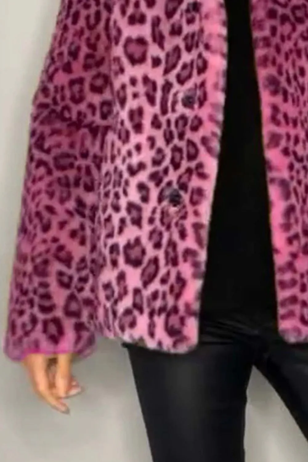 Bronwen Leopard Furry Collared Neck Long Sleeve Coat-Multiple Color Options