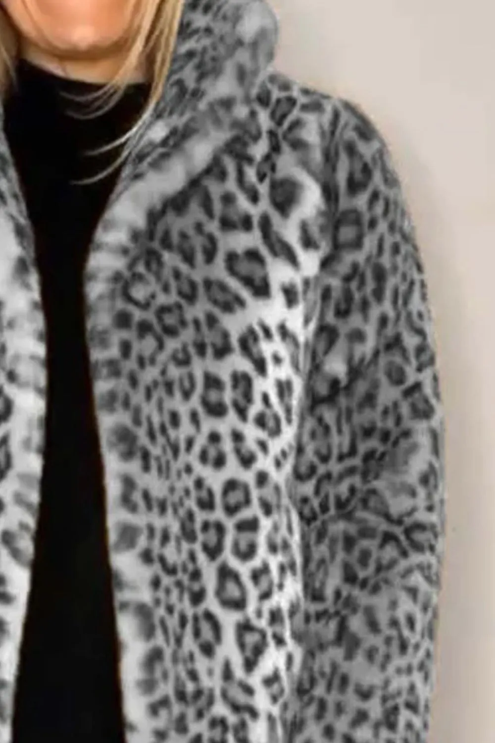 Bronwen Leopard Furry Collared Neck Long Sleeve Coat-Multiple Color Options