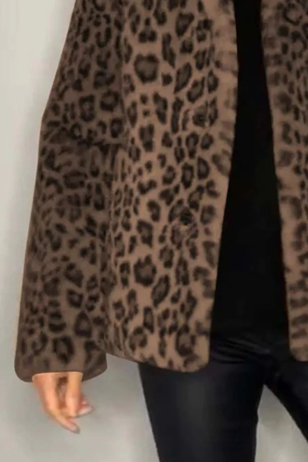 Bronwen Leopard Furry Collared Neck Long Sleeve Coat-Multiple Color Options