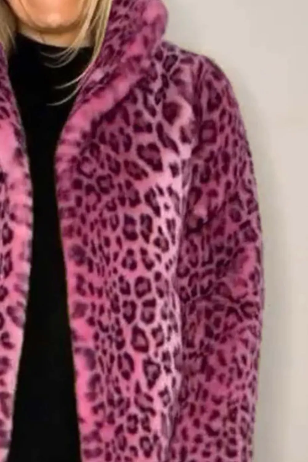 Bronwen Leopard Furry Collared Neck Long Sleeve Coat-Multiple Color Options