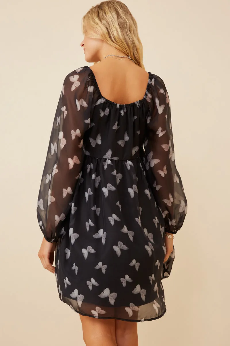 Buffy Chiffon Layered Black Butterfly Dress Misses S-L