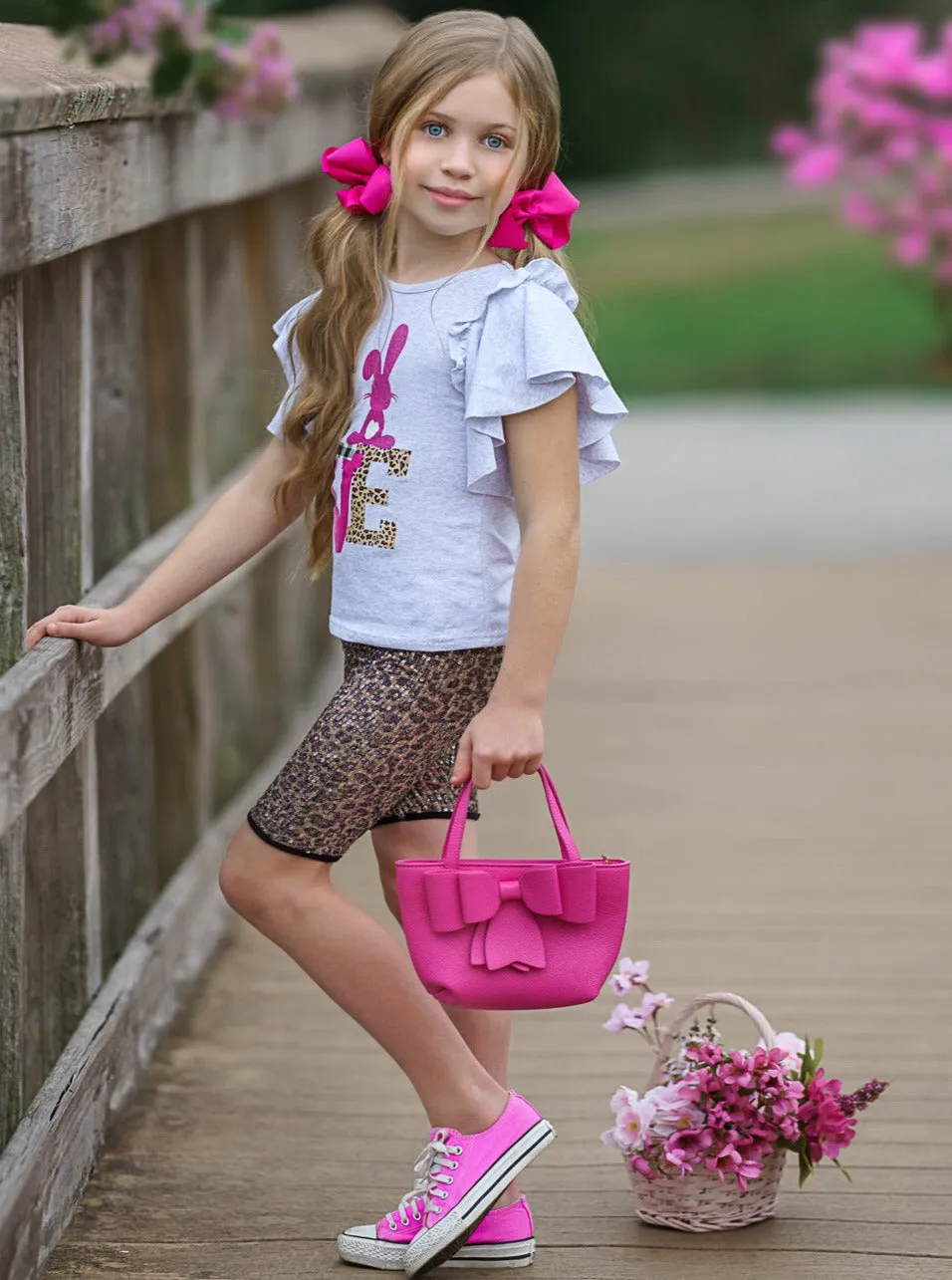 Bunnies Love Sparkle Leopard Bermuda Shorts Set