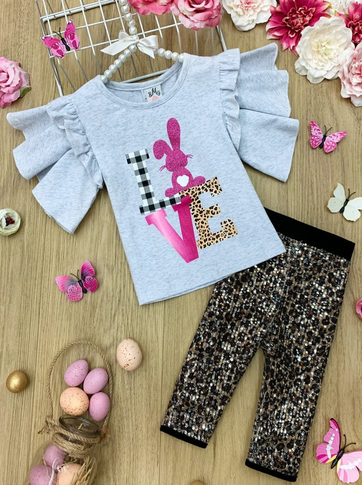 Bunnies Love Sparkle Leopard Bermuda Shorts Set