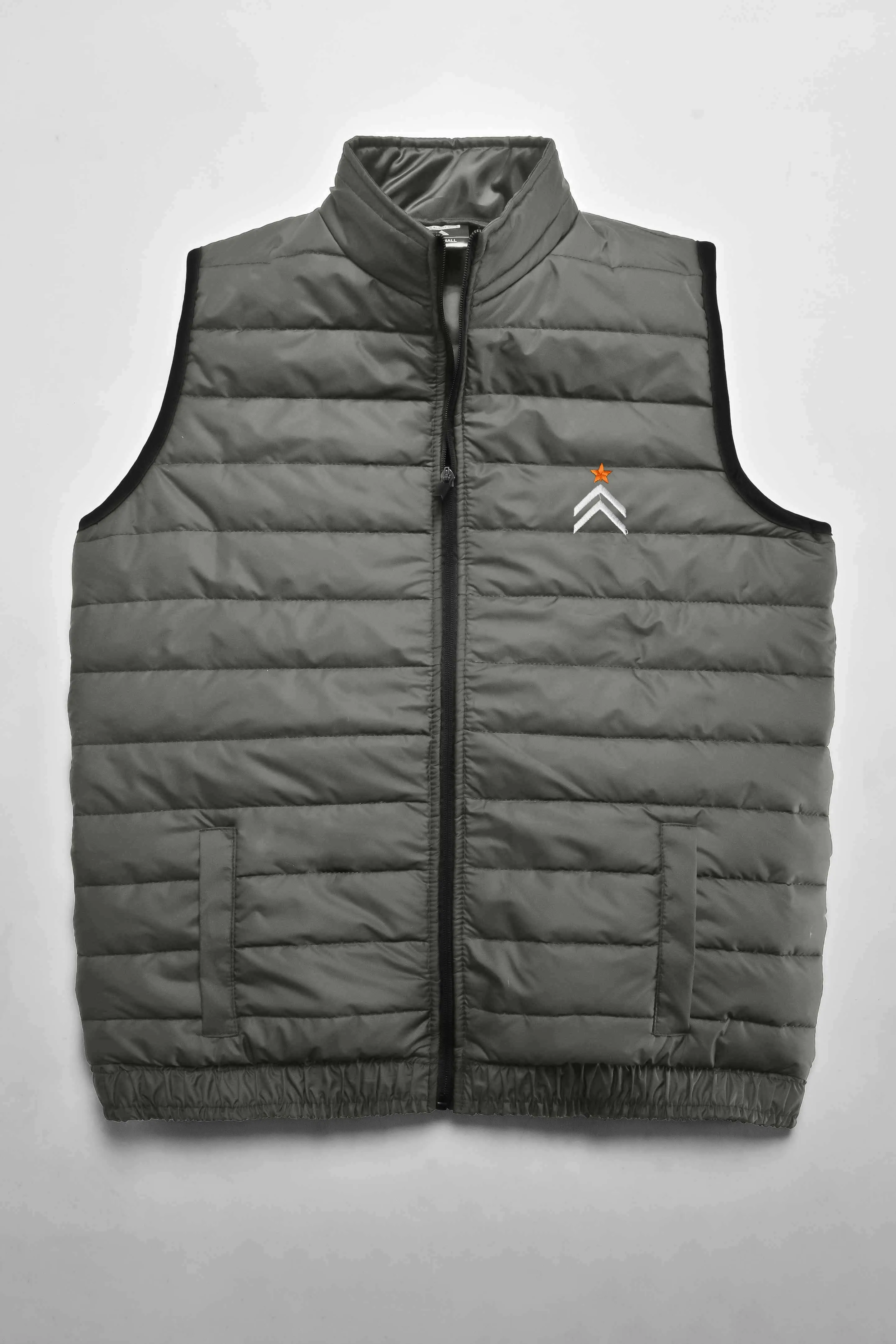 Burnt Soul Men's Arrow & Star Embroidered Body Warmer Puffer Gilet