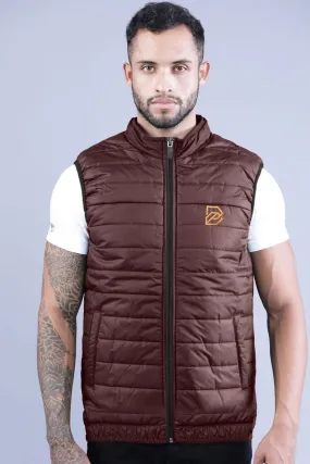 Burnt Soul Men's B Embroidered Body Warmer Puffer Gilet