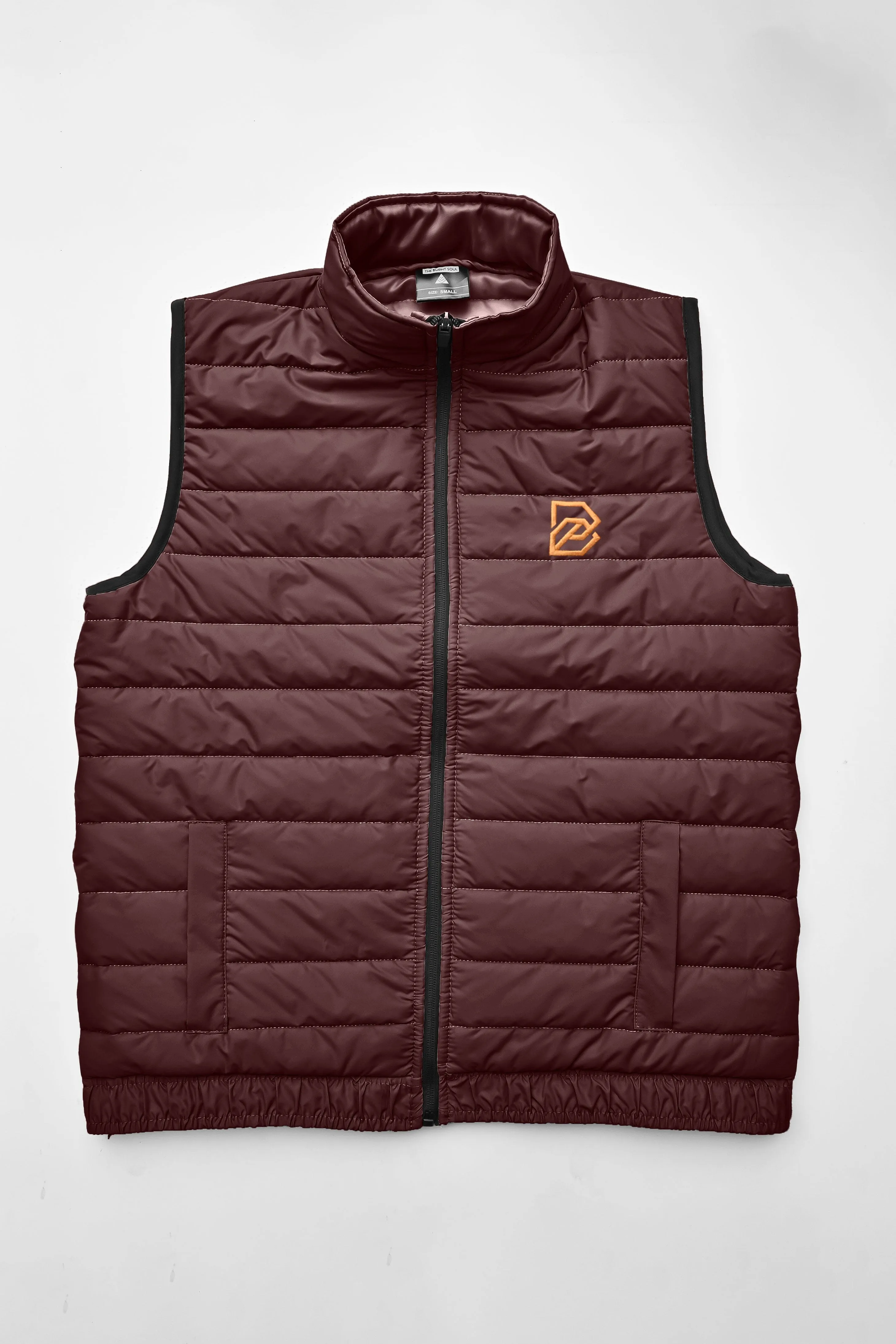 Burnt Soul Men's B Embroidered Body Warmer Puffer Gilet