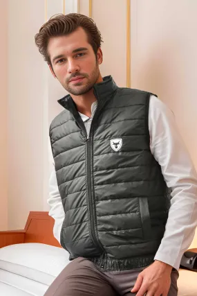 Burnt Soul Men's Bull Embroidered Body Warmer Puffer Gilet