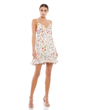 Butterfly Print Ruffle Hem Mini Dress - FINAL SALE