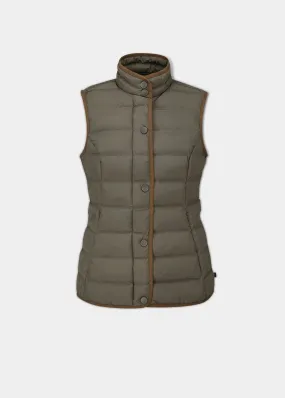 Calsall Ladies Quilted Gilet In Olive - Regular Fit