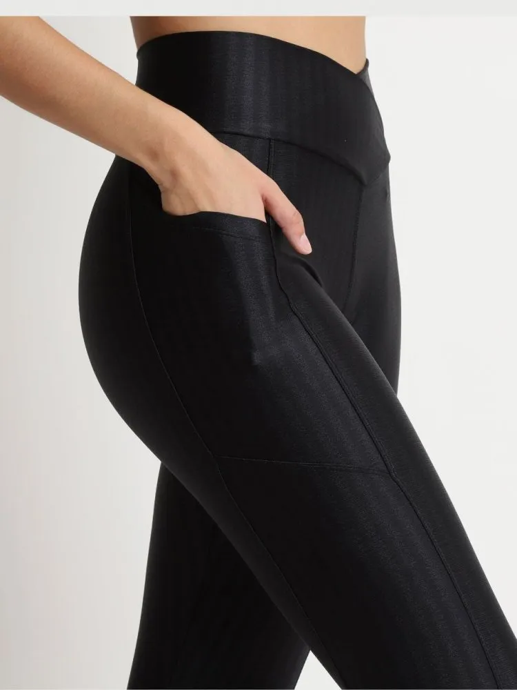 Capri Legging with Pockets - BLACK STRIPE