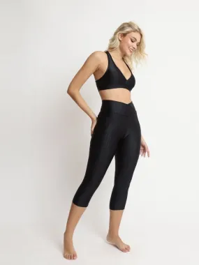 Capri Legging with Pockets - BLACK STRIPE