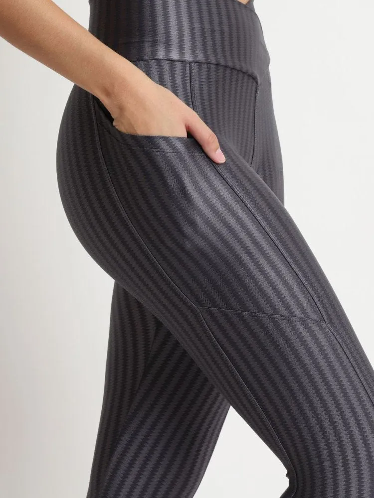 Capri Legging with Pockets - GREY STRIPE