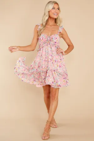 Carefree Love Pink Multi Floral Print Dress