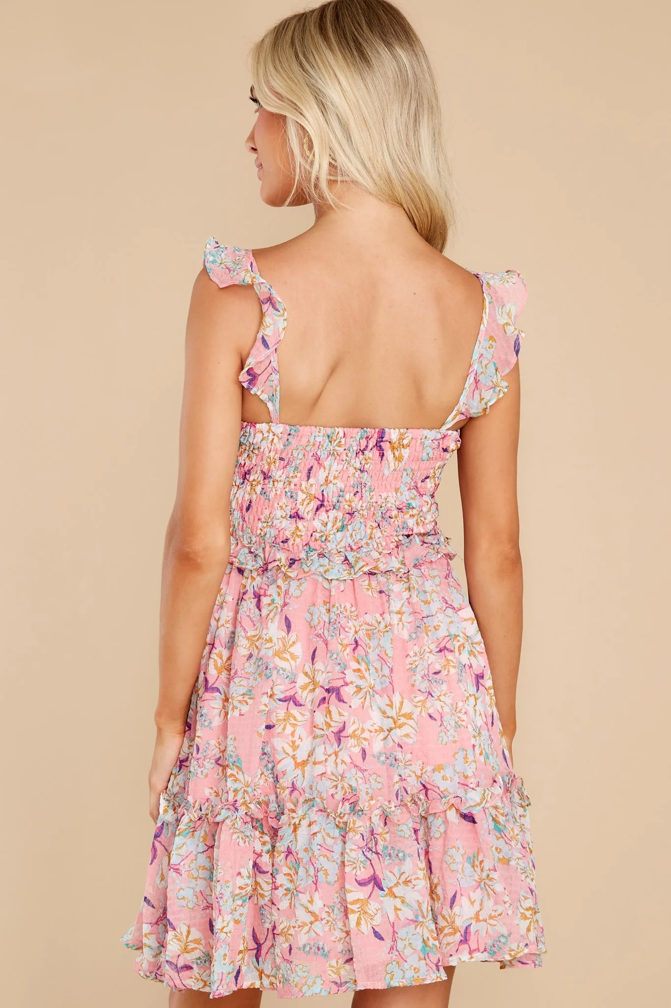 Carefree Love Pink Multi Floral Print Dress