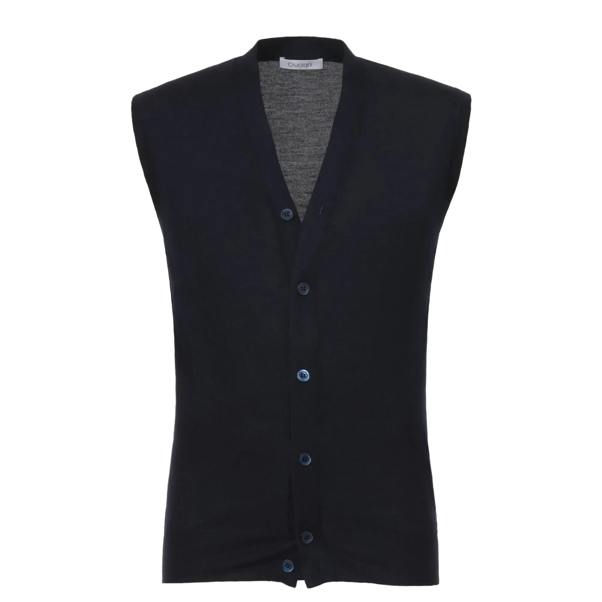 Cashmere Blend Sleeveless Gilet in Dark Blue